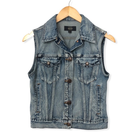 J. Crew Indigo Patina Wash Denim Vest—S